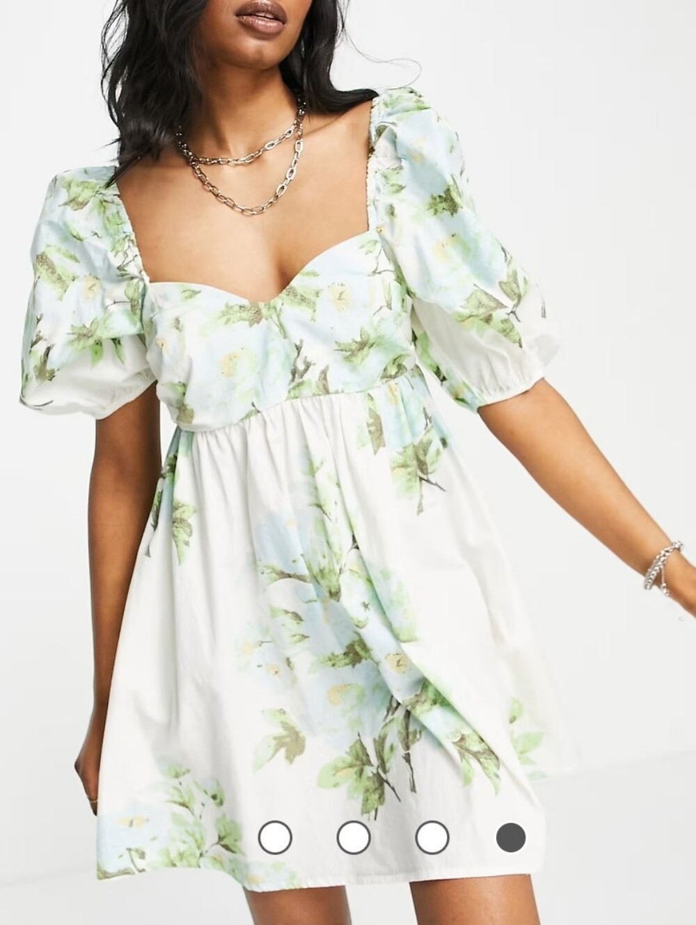 Free People Peony Babydoll Smock Dress in Ivory Floral